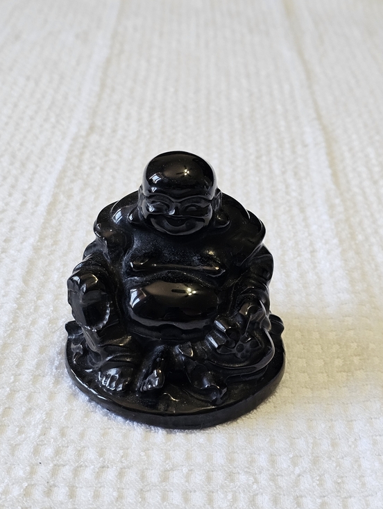 Other - Black Obsidian Laughing Buddha Statue